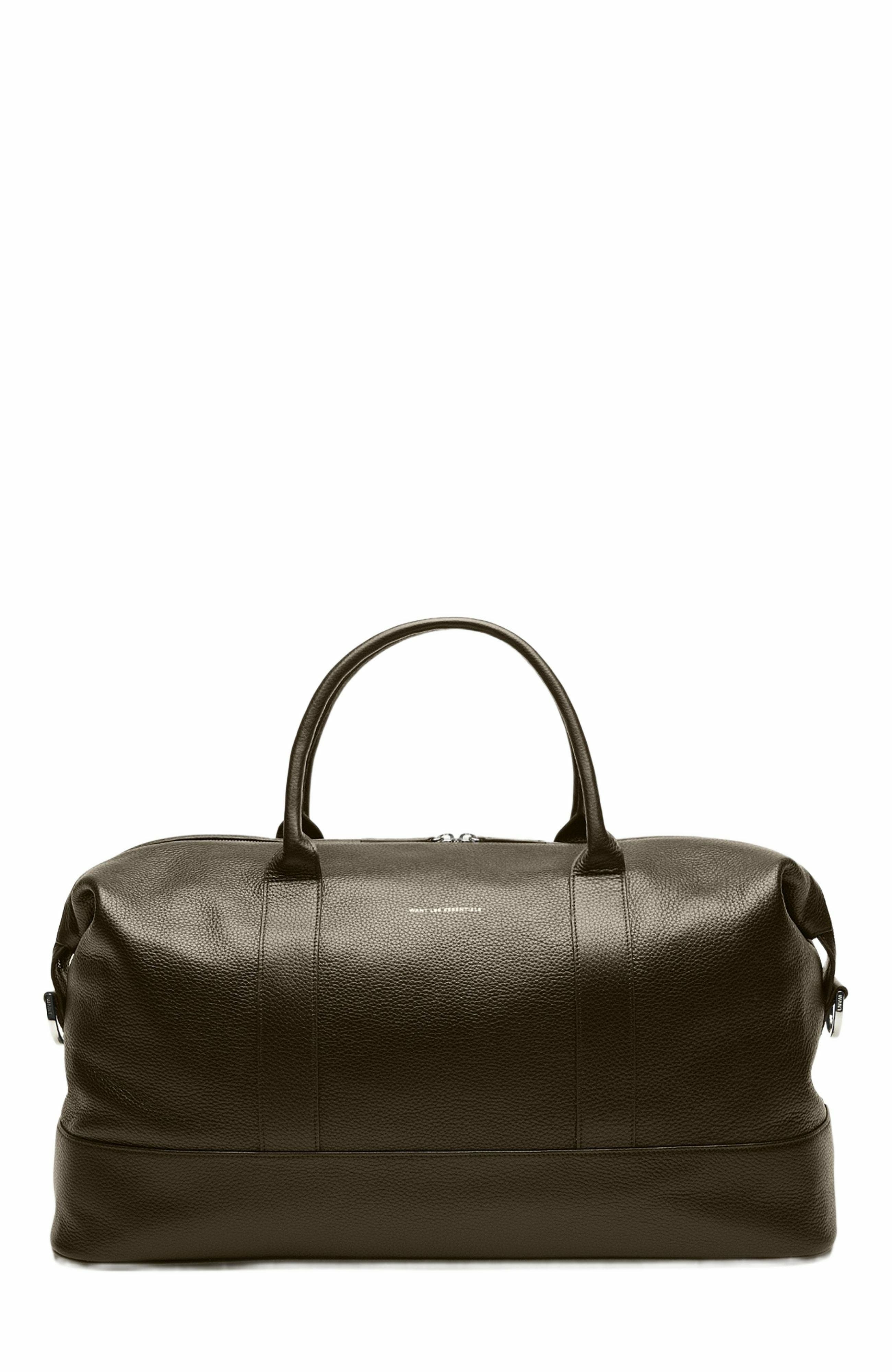 WANT Les Essentiels Kelowna Pebble-Grained Leather Weekender Bag, Main, color, Dark Brown