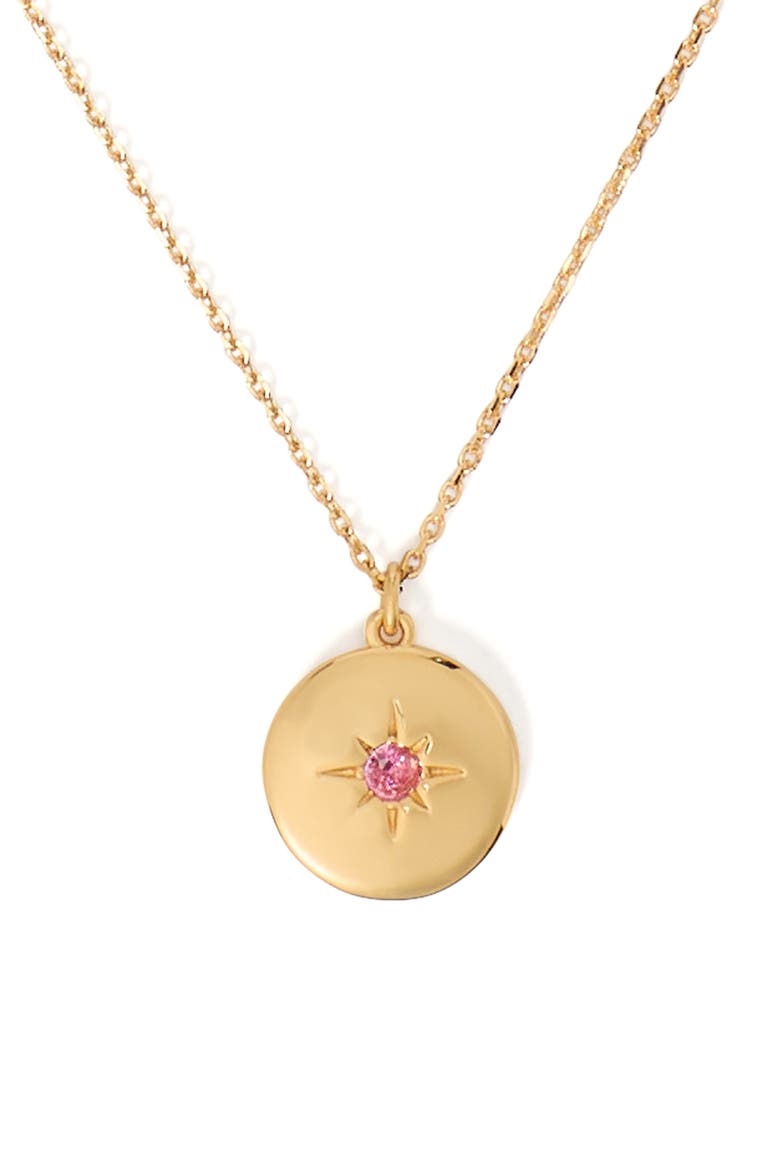 clear honesty medallion necklace, Main, color, PINK/ GOLD