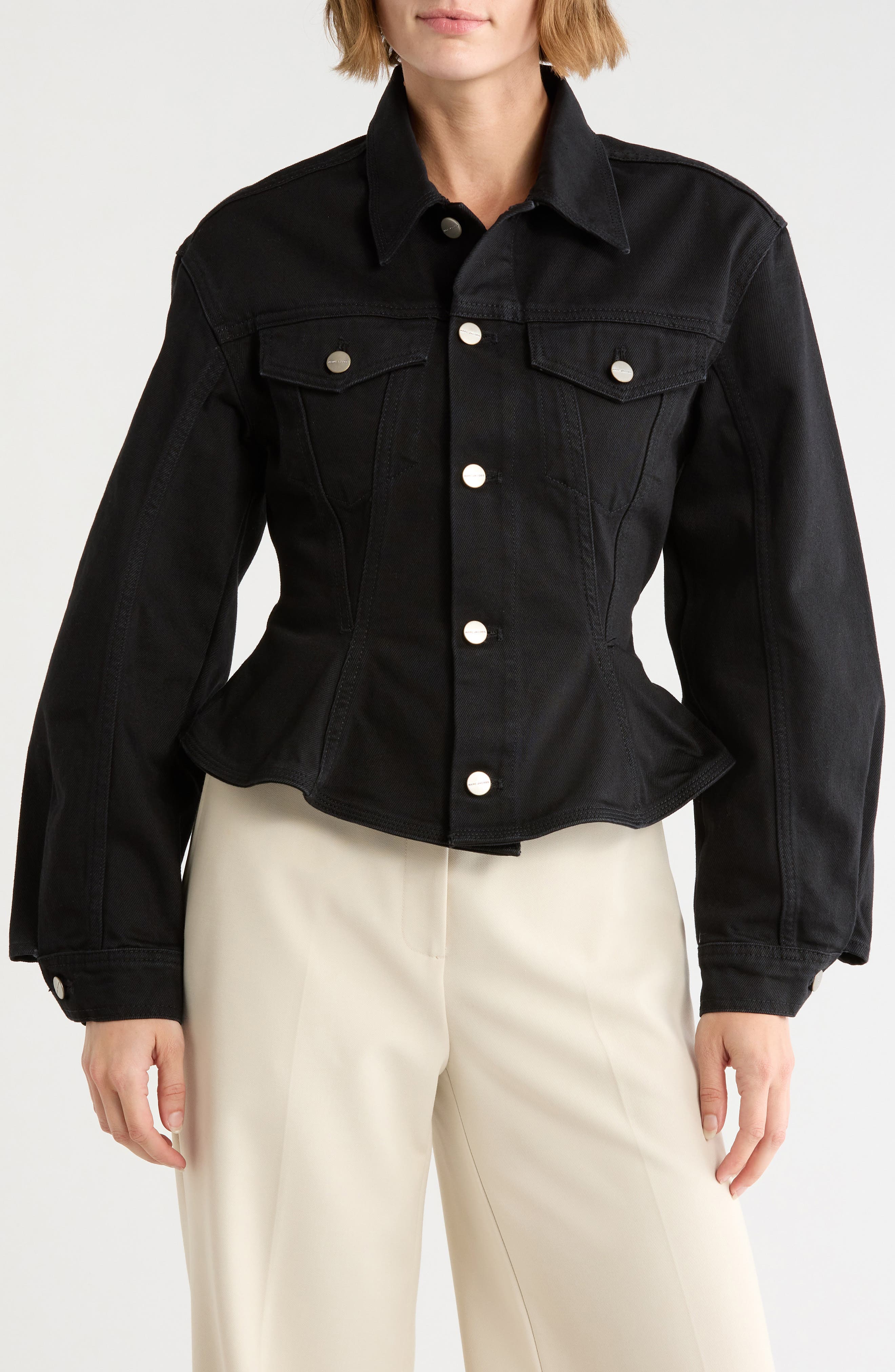Fluted Crop Denim Jacket