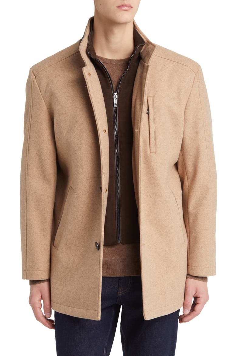 Upton Bib Insert Car Coat, Main, color, CAMEL