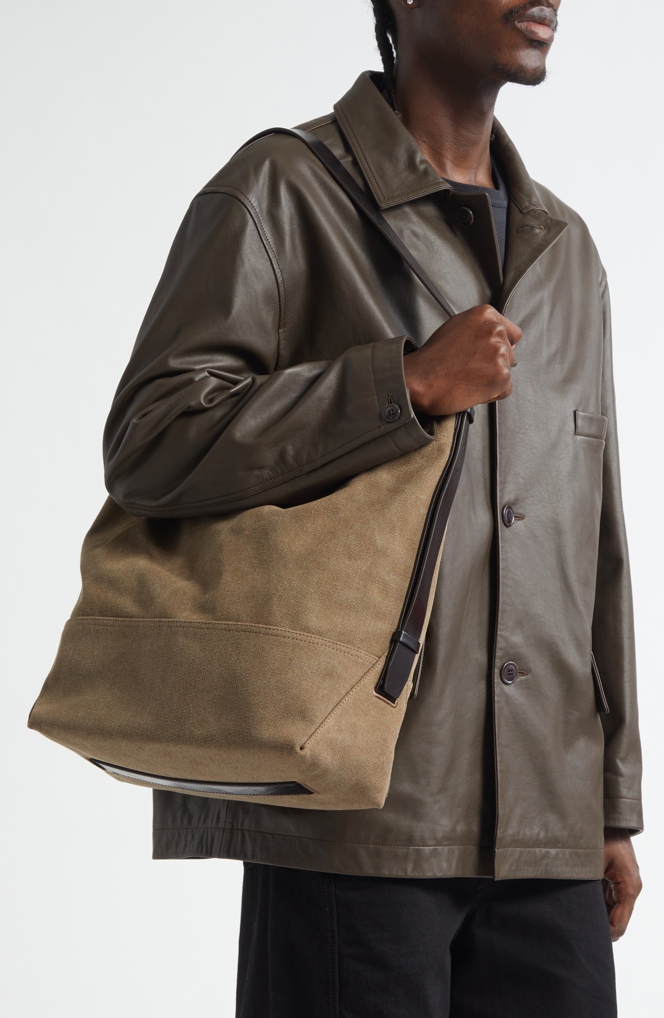 Lemaire Belted Canvas Tote, Alternate, color, 