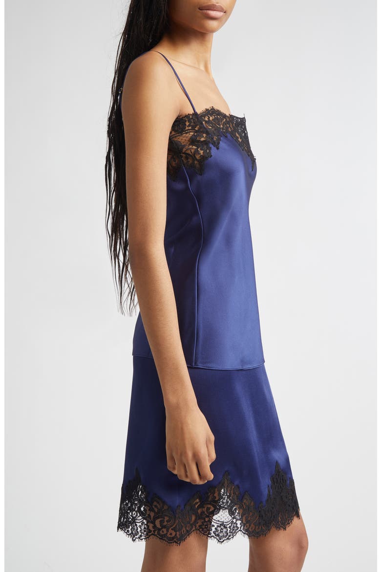 Iconic Lace Trim Satin Camisole, Alternate, color, NAVY