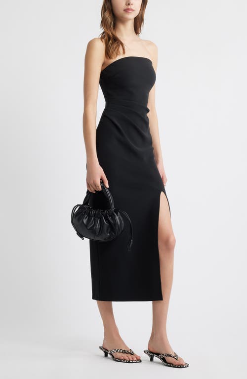 Open Edit Ruched Strapless Maxi Dress In Black