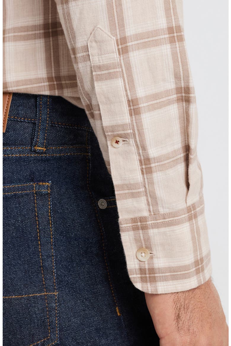 Everyday Lightweight Flannel Button Down Shirt, Alternate, color, MUSHROOM IVORY PLAID