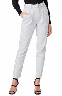 PAIGE Simone Pleated Cotton Blend Pants