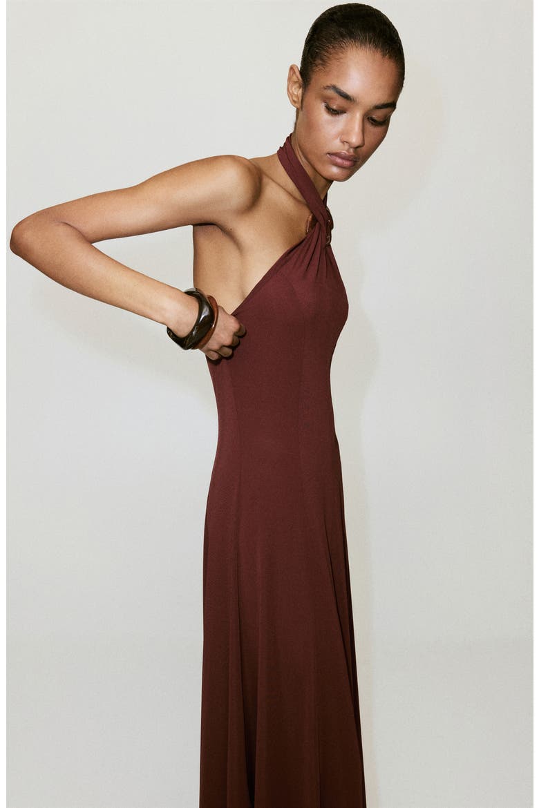 Halter Neck Maxi Dress, Alternate, color, BURNT ORANGE