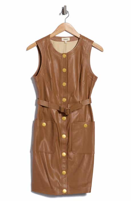Ronin Belted Sleeveless Faux Leather Minidress