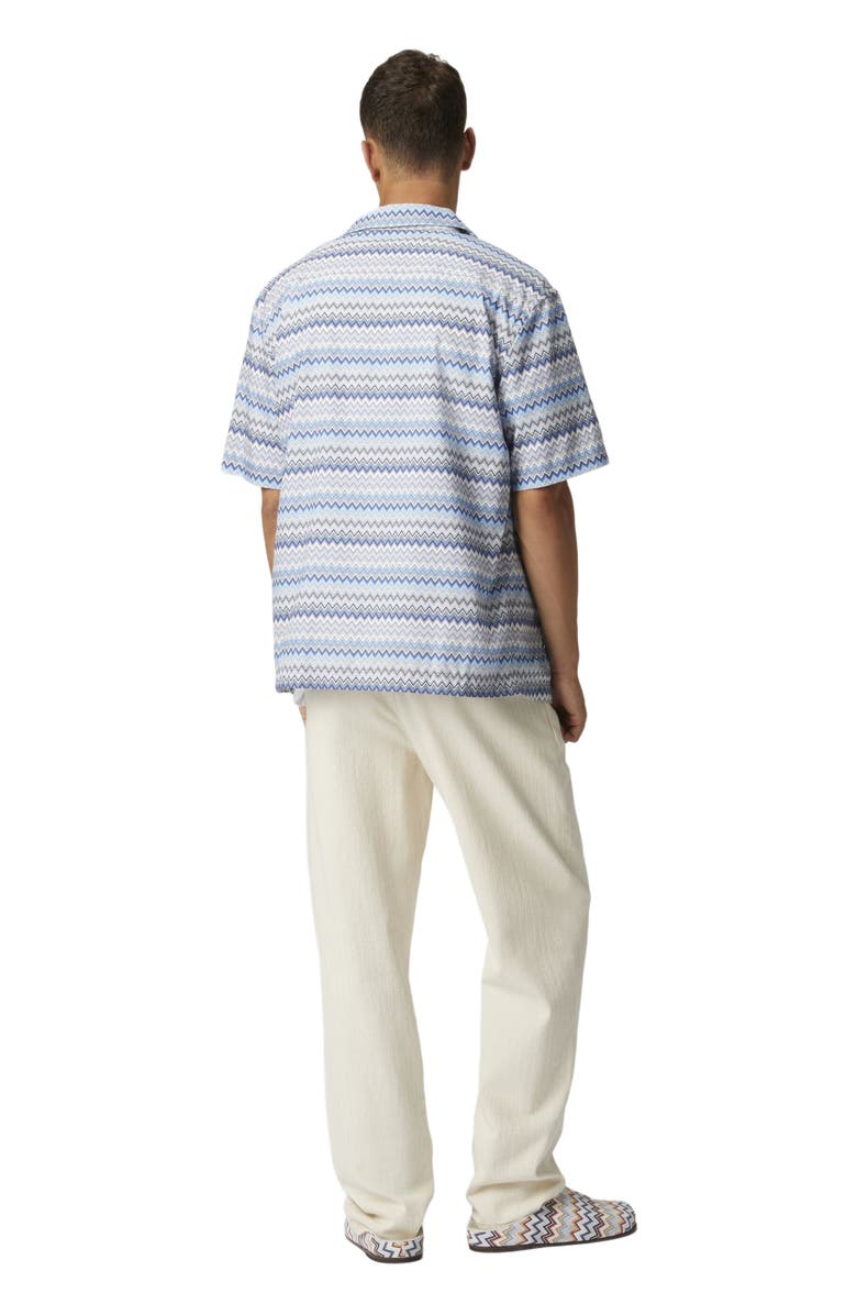 Missoni Zig Zag Cotton Poplin Bowling Shirt With Breast Pocket, Alternate, color, Blue & Grey
