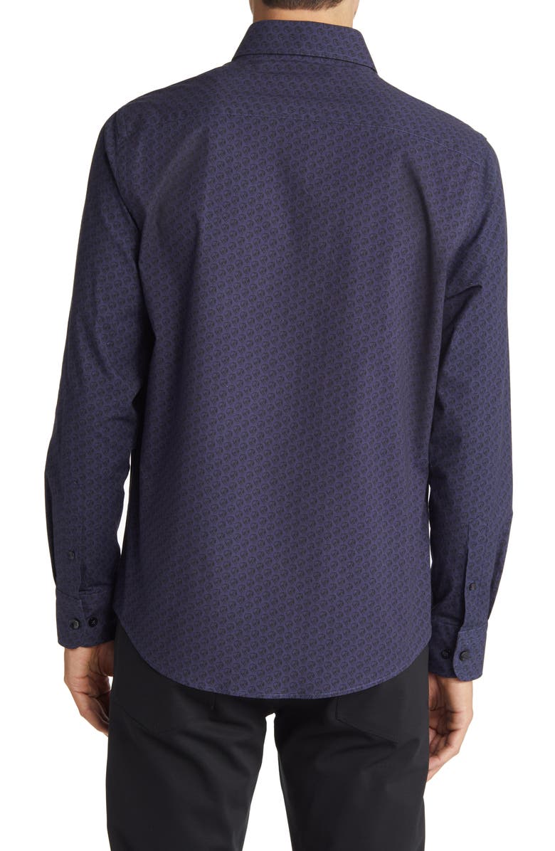 Stone Rose Men's Skull Print Stretch Cotton Button-Up Shirt, Alternate, color,