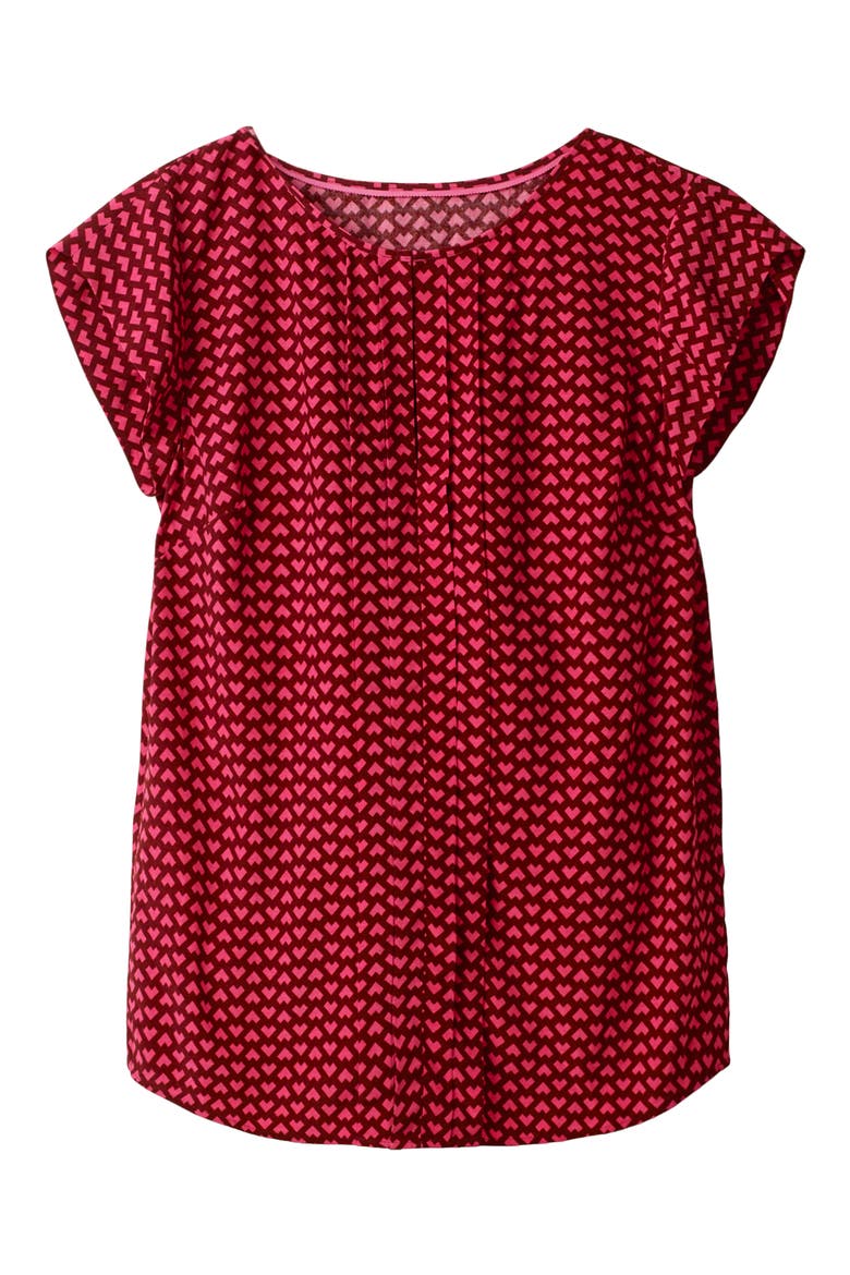 Pleated Front Top, Alternate, color, MAROON TICKER