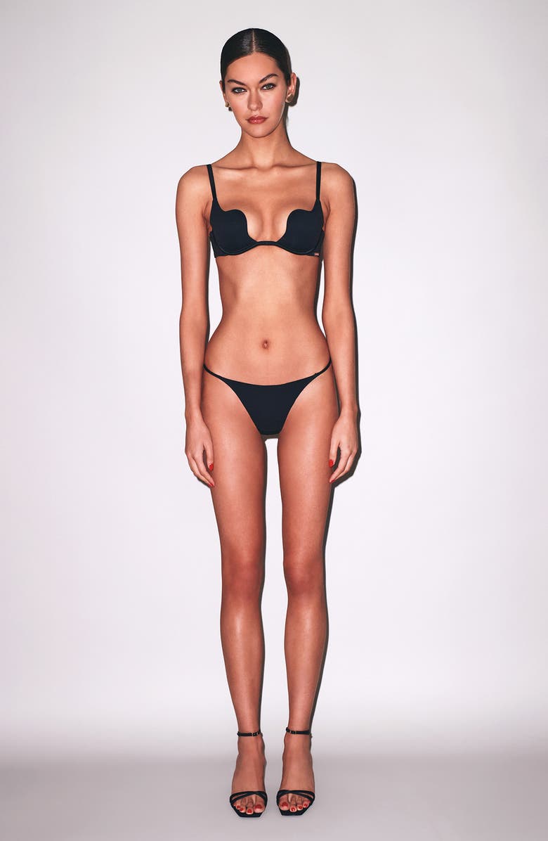 Fleur Du Mal Le Stretch U-Neck Underwire Plunge Bra, Alternate, color, Black