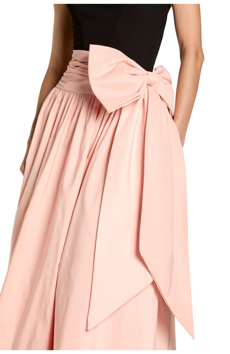 Mac Duggal Crepe and Faille Strapless Gown With Bow Detail, Alternate, color, Black Blush