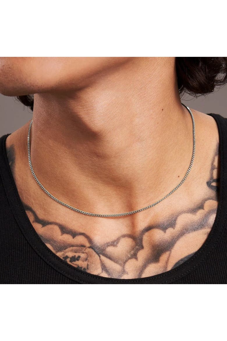 Diamond Cut Curb Chain Necklace, Alternate, color, Platinum