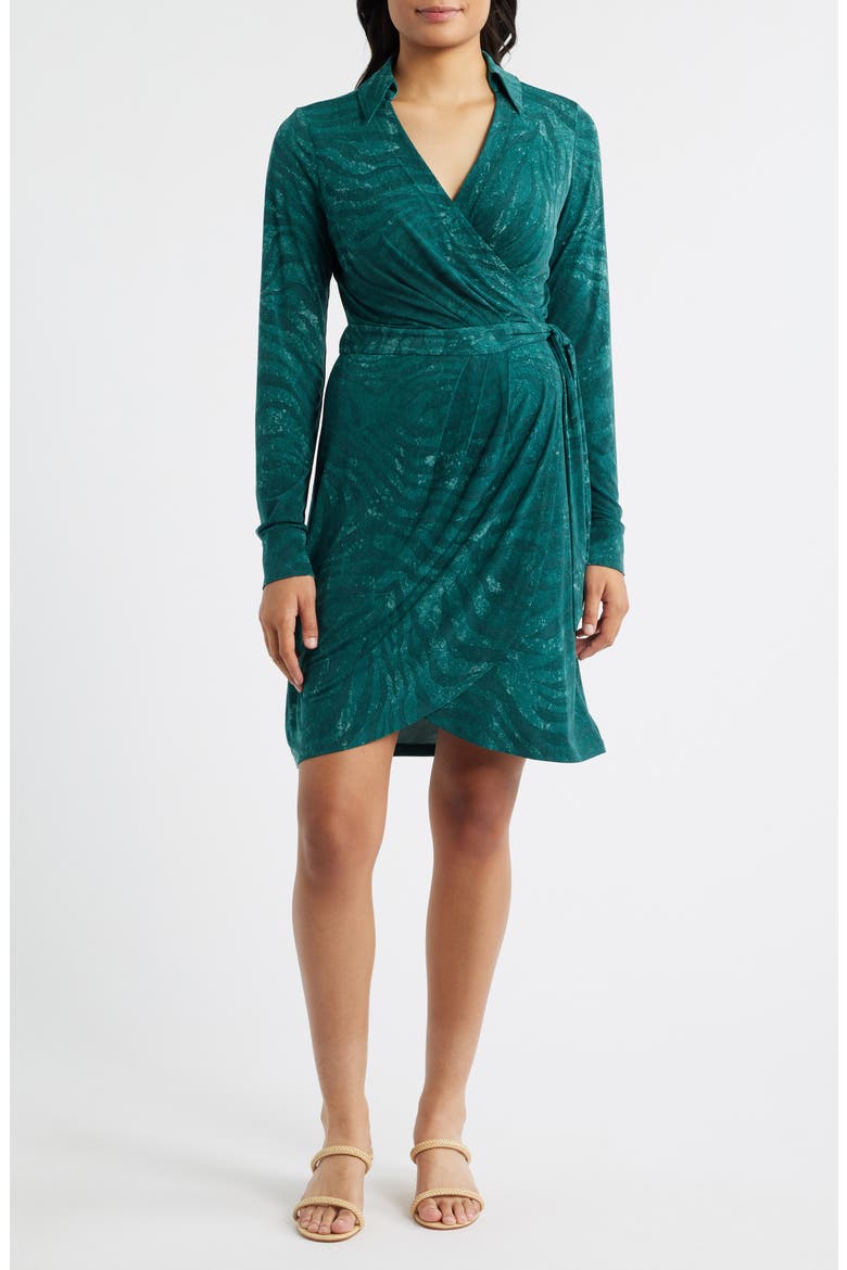 Carmela Bayside Long Sleeve Wrap Dress, Main, color, BRINY DEEP