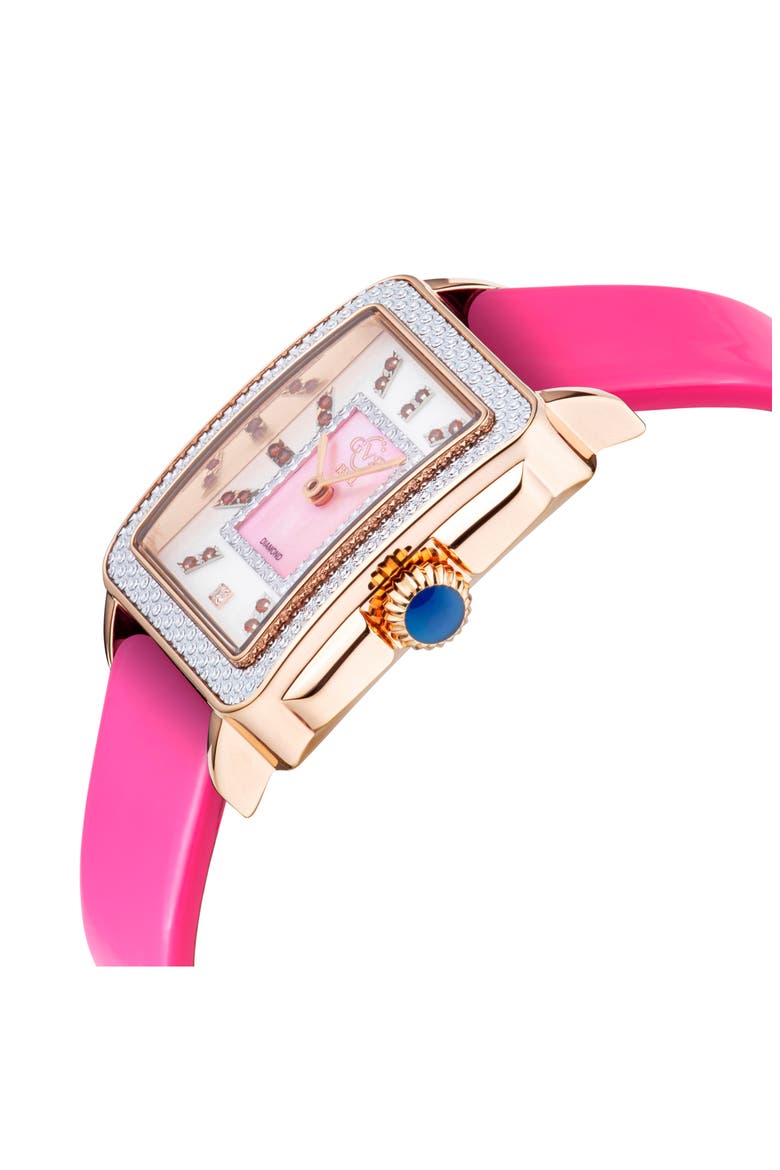 Padova Leather Strap Diamond Watch, 27mm x 30mm, Alternate, color, PINK