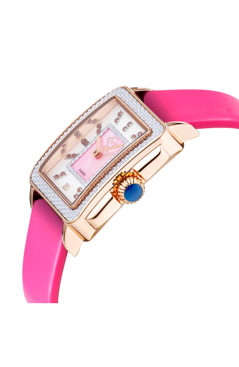 GV2 Padova Leather Strap Diamond Watch, 27mm x 30mm, Alternate, color, Pink