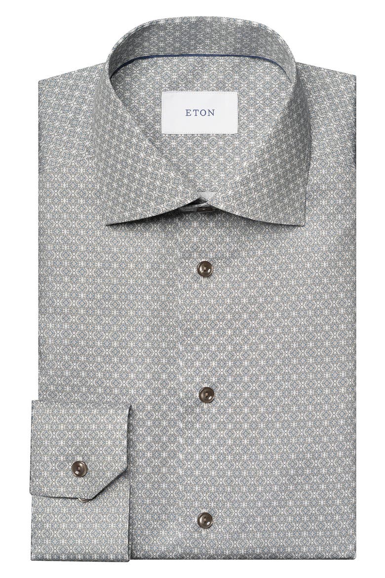 Contemporary Fit Print Dress Shirt, Main, color, MEDIUM BLUE