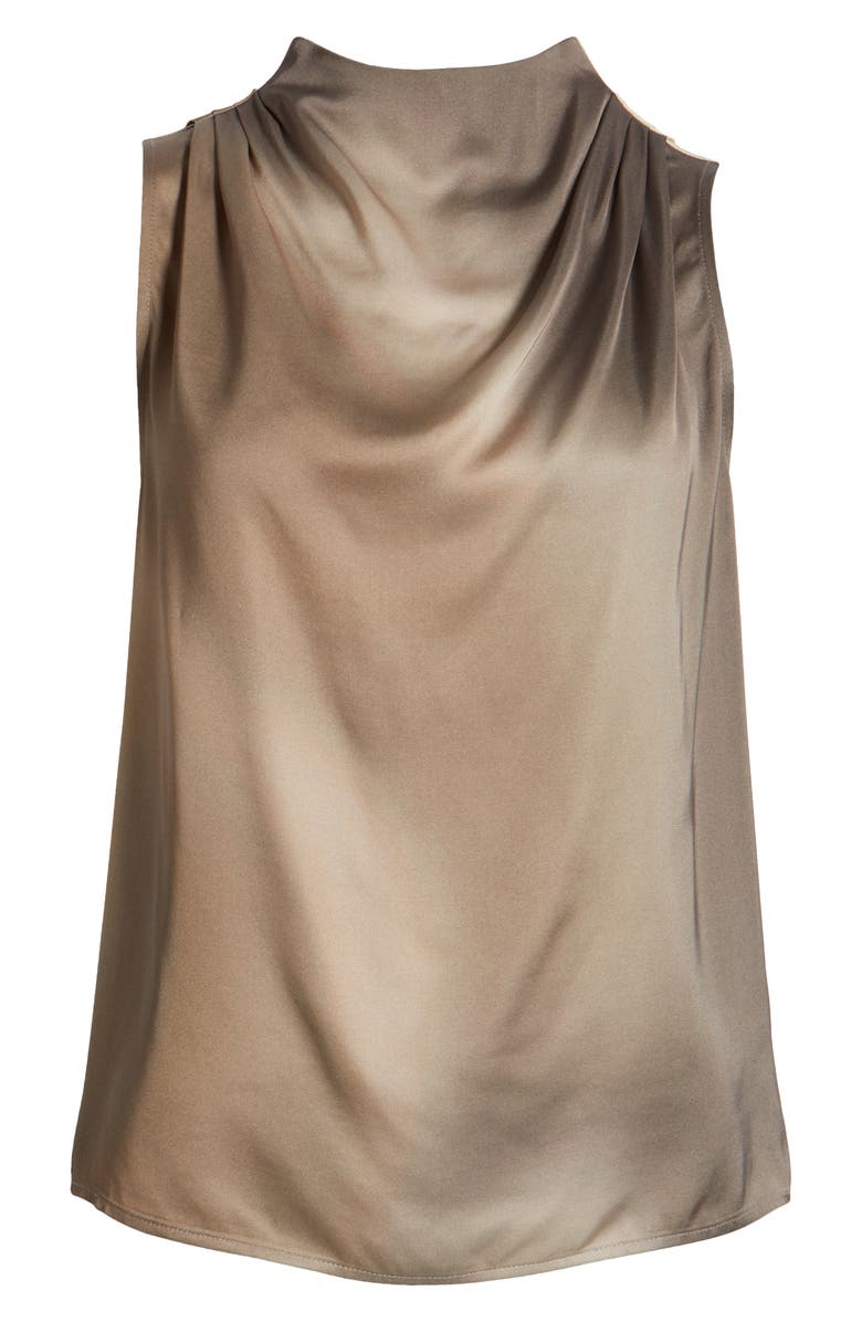 rag & bone Julie Mock Neck Sleeveless Satin Top, Alternate, color, Brown Multi