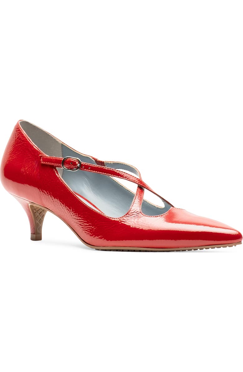 Frances Valentine Lily Pointed Toe Kitten Heel Pump, Main, color, Red