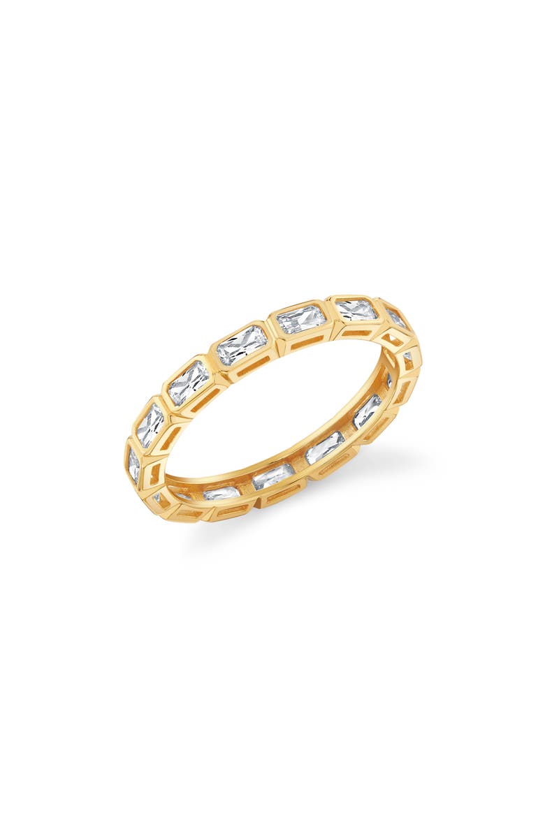 Baguette-Cut Cubic Zirconia Eternity Band Ring, Main, color, 18KT YELLOW GOLD / CLEAR STONE