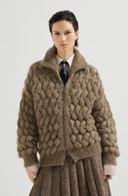 Brunello Cucinelli Dazzling zigzag cables cardigan in mohair and wool