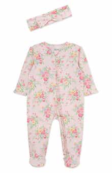 Little Me Bouquet Floral Footie & Headband Set