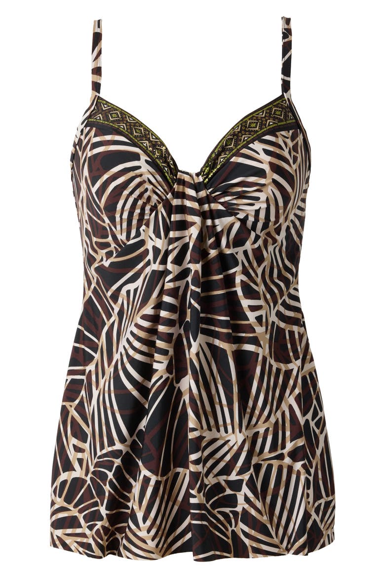 Let's Be Fronds Marina Underwire Skirted One-Piece Swimsuit, Alternate, color, BLACK/MULTI