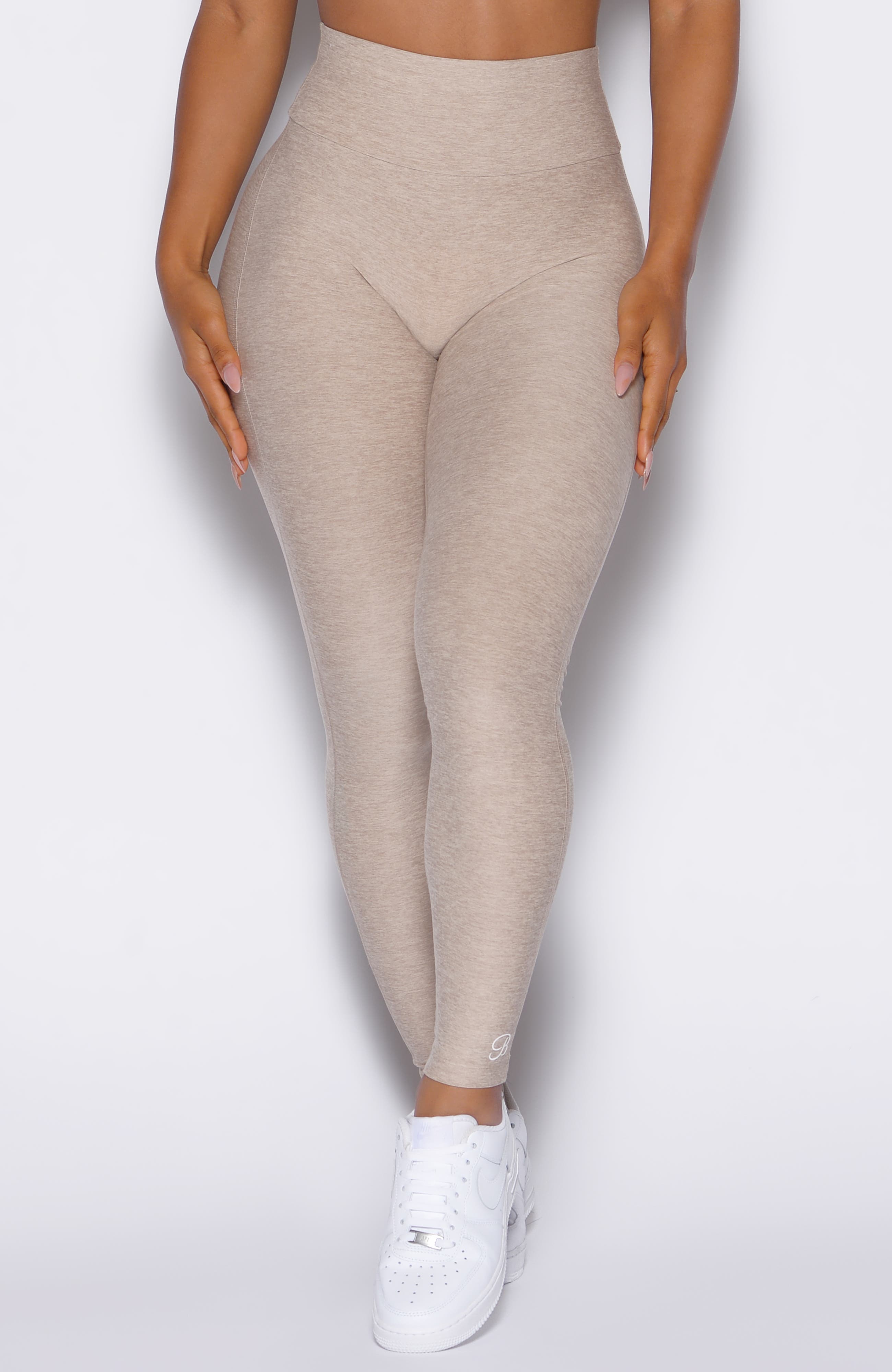 nike air ribbed light beige high waisted leggings
