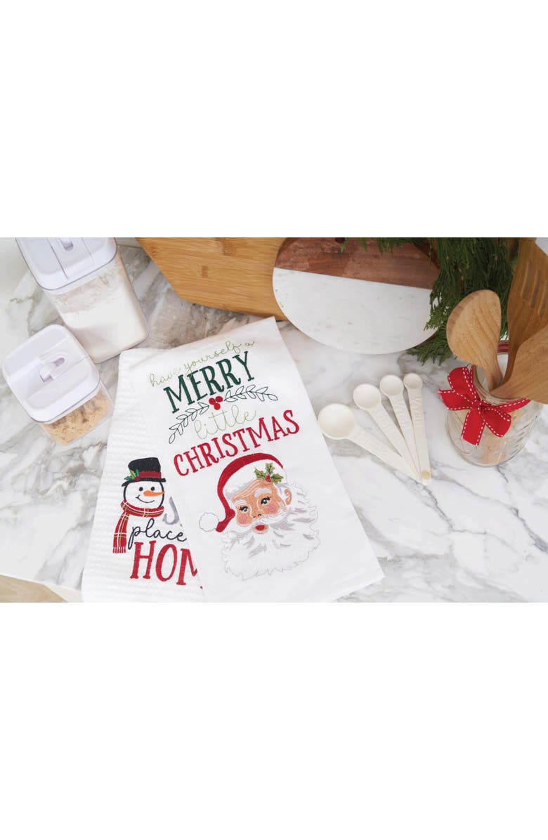 C&F Home 27" x 18" Christmas Winter "There's Snow Place Like Home" Sentiment with Snowman Cotton Waffle Weave Kitchen Dish Towel, Alternate, color, Red