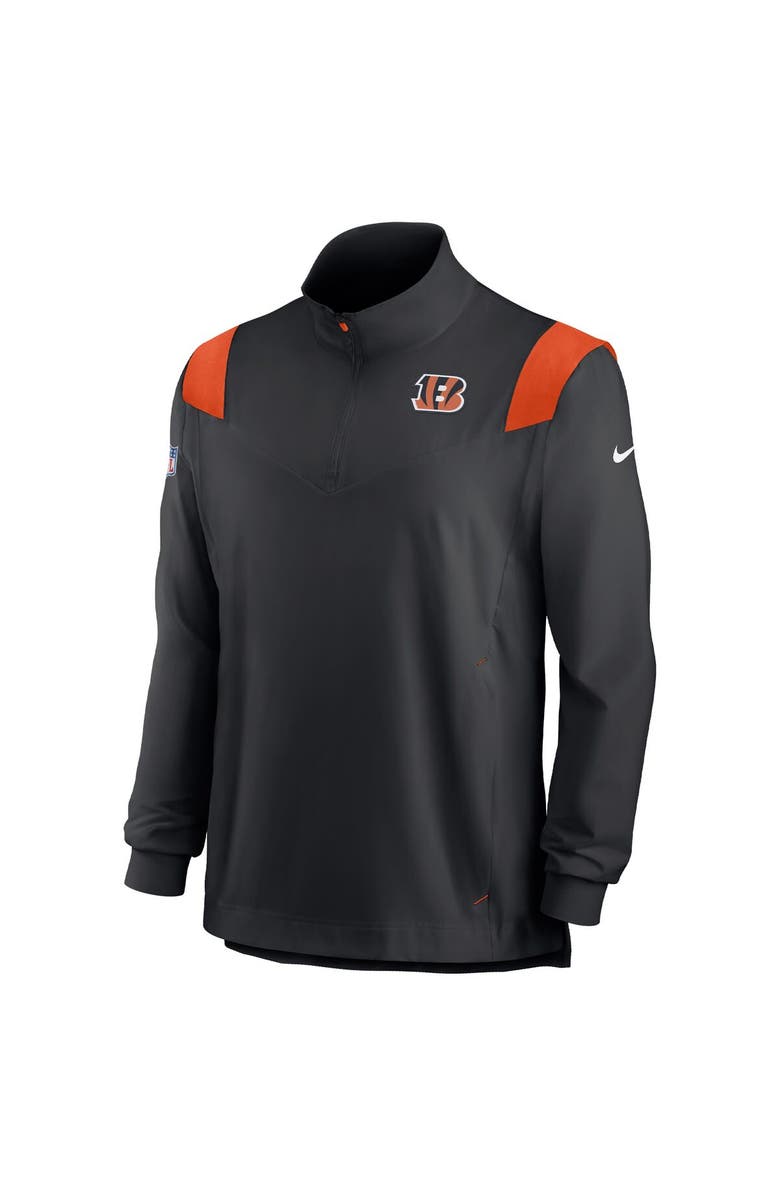 Nike Men's Nike Black Cincinnati Bengals Sideline Coach Chevron Lockup Quarter-Zip Long Sleeve Top, Alternate, color,