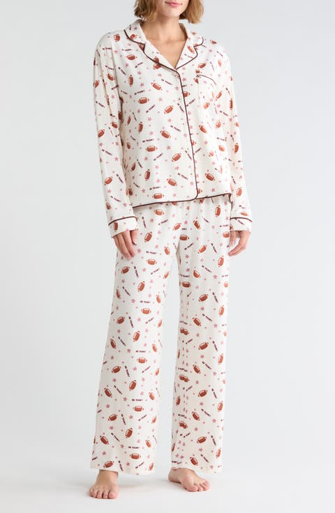 Quiet Night Long Sleeve Button-Up Top & Pants Pajamas