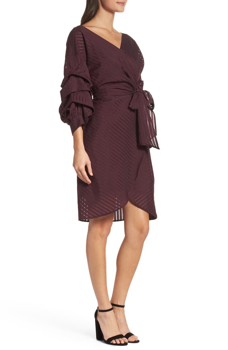 Chelsea28 Shadow Stripe Wrap Dress, Alternate, color,