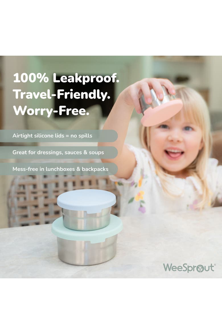 Stainless Steel Food Storage Containers, Leakproof Silicone Lids, BPA-Free - Set of 3, Alternate, color, Matte Blue/Dark Gray/Green