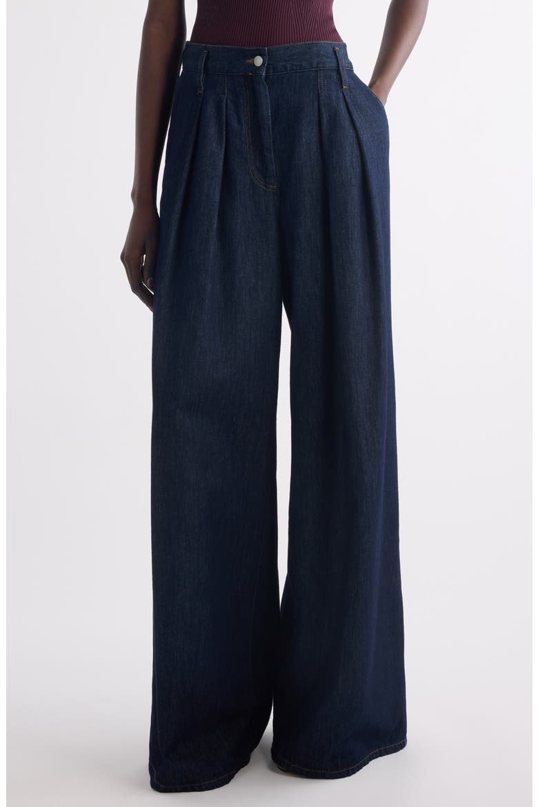 Pamplona Pleated Denim Pants, Main, color, INDIGO
