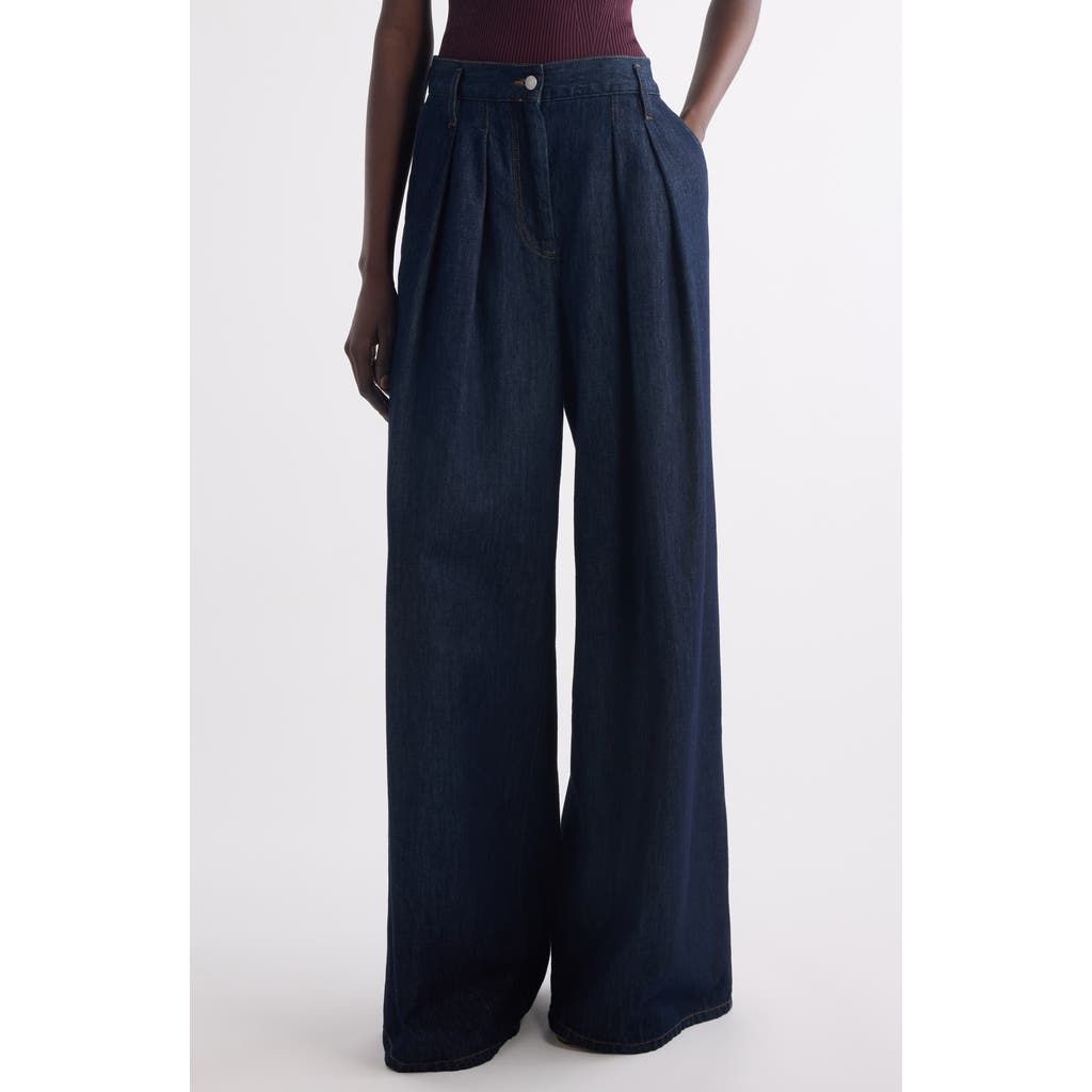 Dries Van Noten Pamplona Pleated Denim Pants In Blue