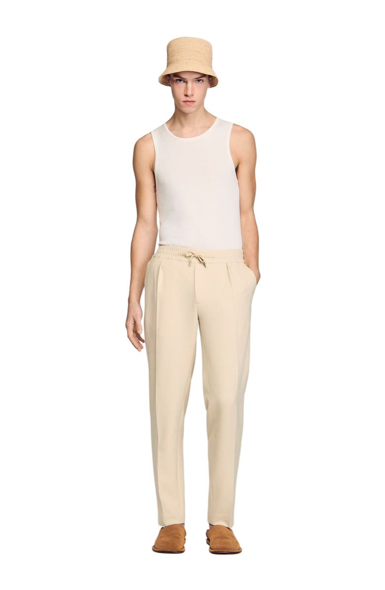 SANDRO Elasticated straight-leg trousers, Alternate, color, Oats