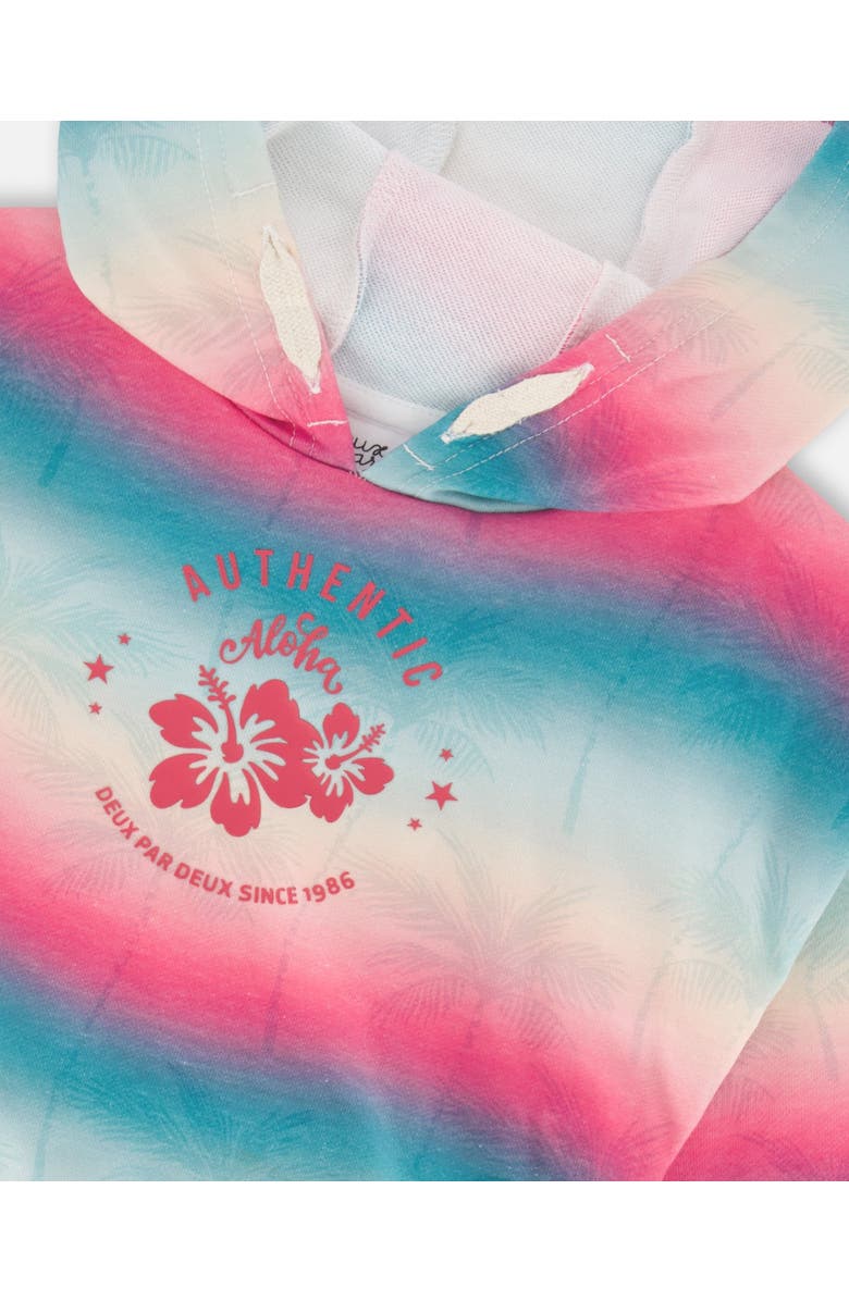 Deux par Deux Little Girl's French Terry Hooded Sweatshirt Printed Tie Dye Waves, Alternate, color, 