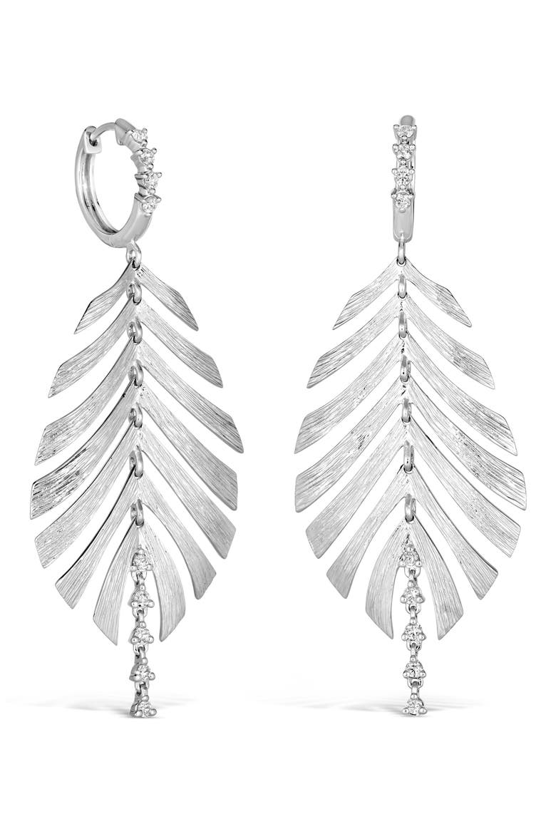 Bahia 18K White Gold Diamond Hoop Drop Earrings, Main, color, WHITE GOLD