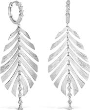Hueb Bahia 18K White Gold Diamond Hoop Drop Earrings