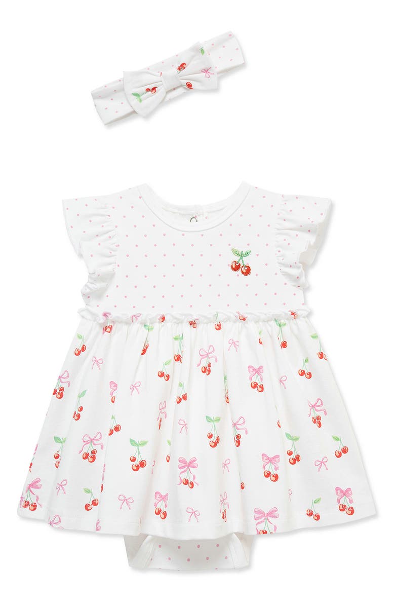 Little Me <p>Kids' Cherries Bodysuit Dress & Headband Set </p>, Main, color, White Multi