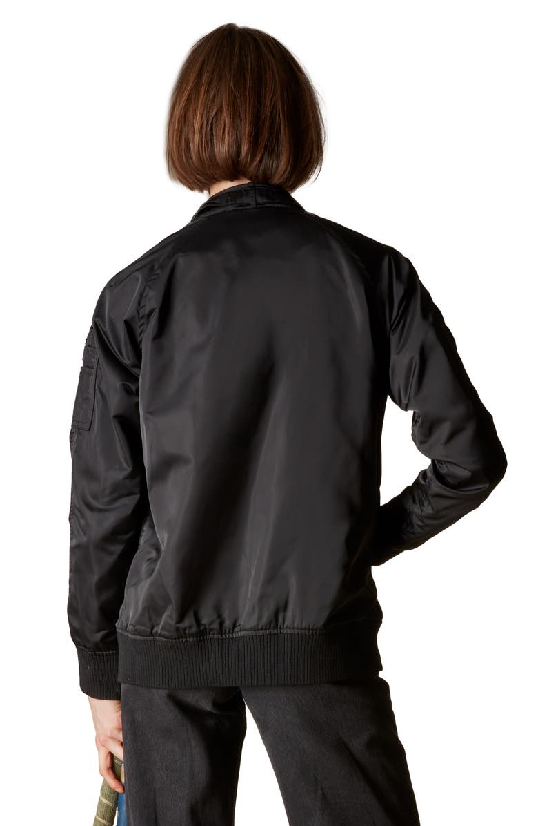 Members Only Women's Satin Bomber Jacket, Alternate, color, Black