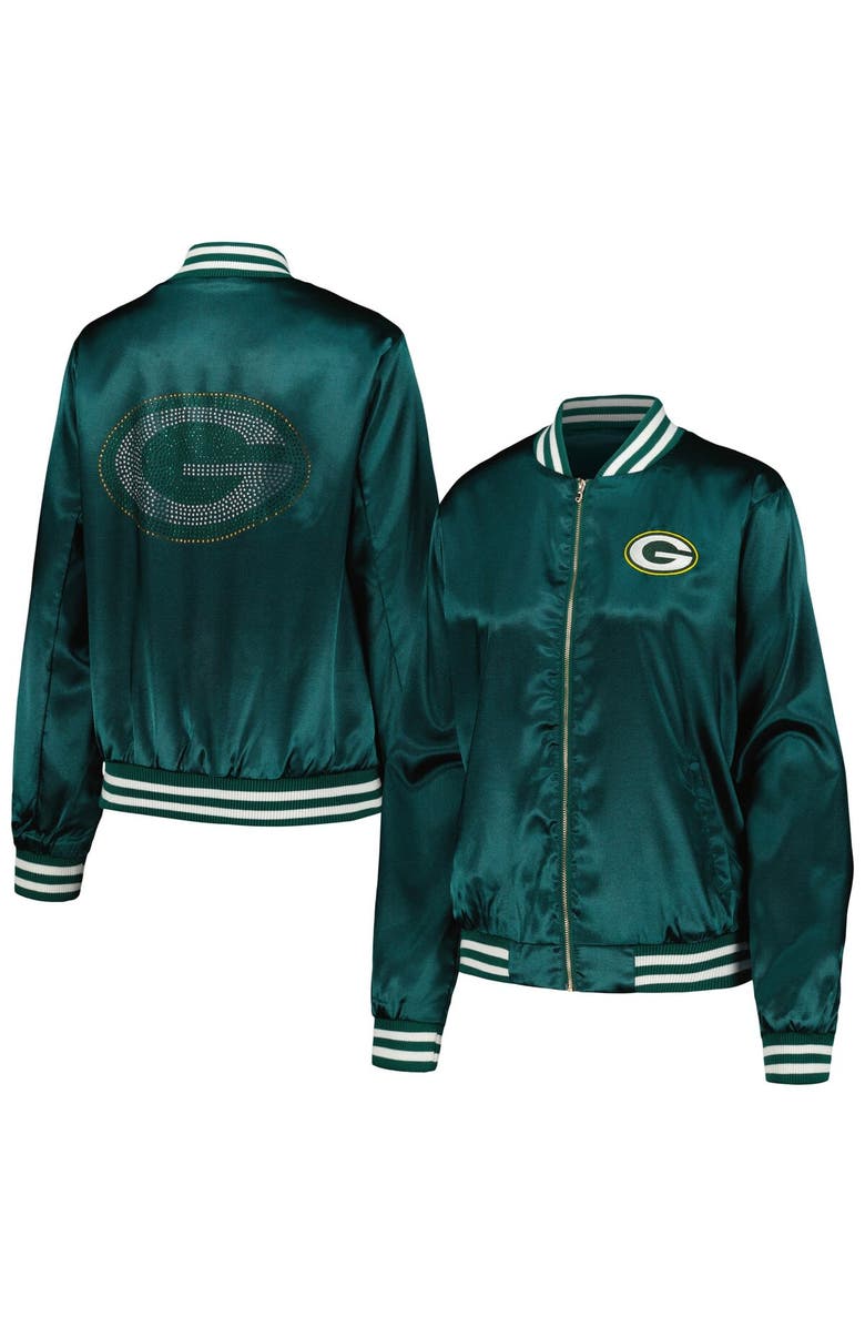 CUCE Women's Cuce  Green Green Bay Packers Rhinestone Full-Zip Varsity Jacket, Alternate, color, 