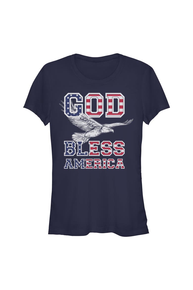 Junior's Lost Gods God Bless America  Graphic T-Shirt, Main, color, Navy Blue