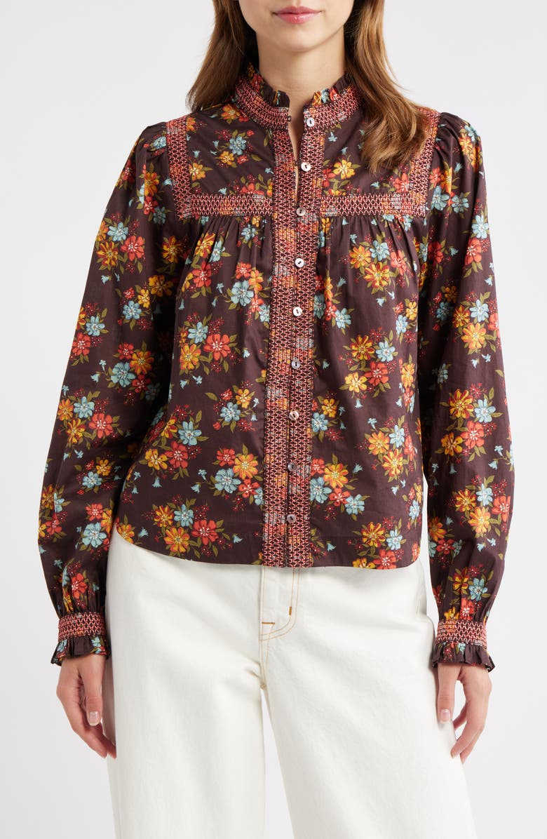 LOVE THE LABEL Sara Floral Button-Up Shirt, Main, color, Lynda Anne Liberty Print