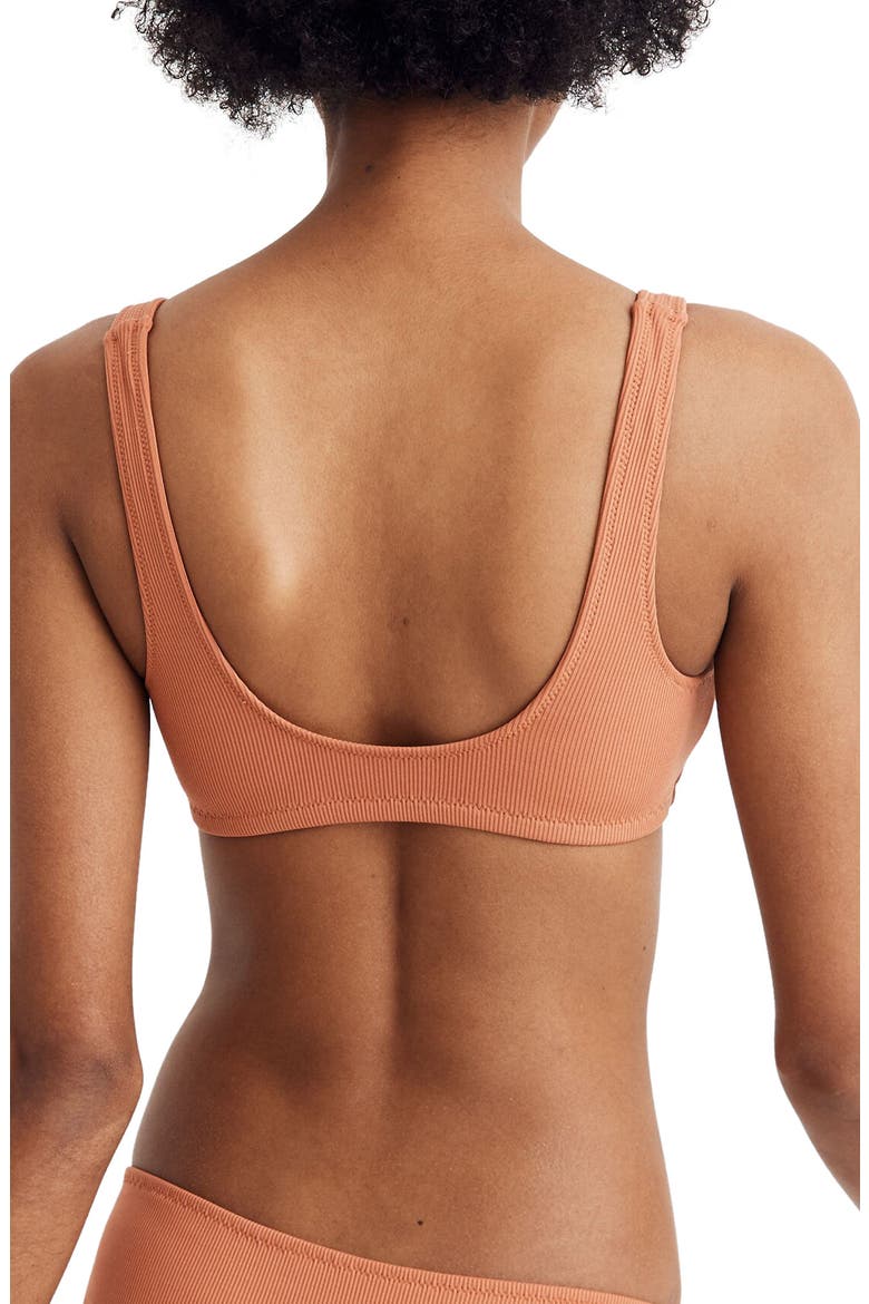Second Wave Ribbed Henley Bikini Top, Alternate, color, DARK TOBACCO