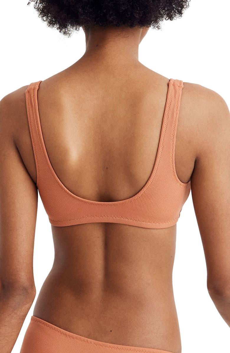 Madewell Second Wave Ribbed Henley Bikini Top, Alternate, color, 