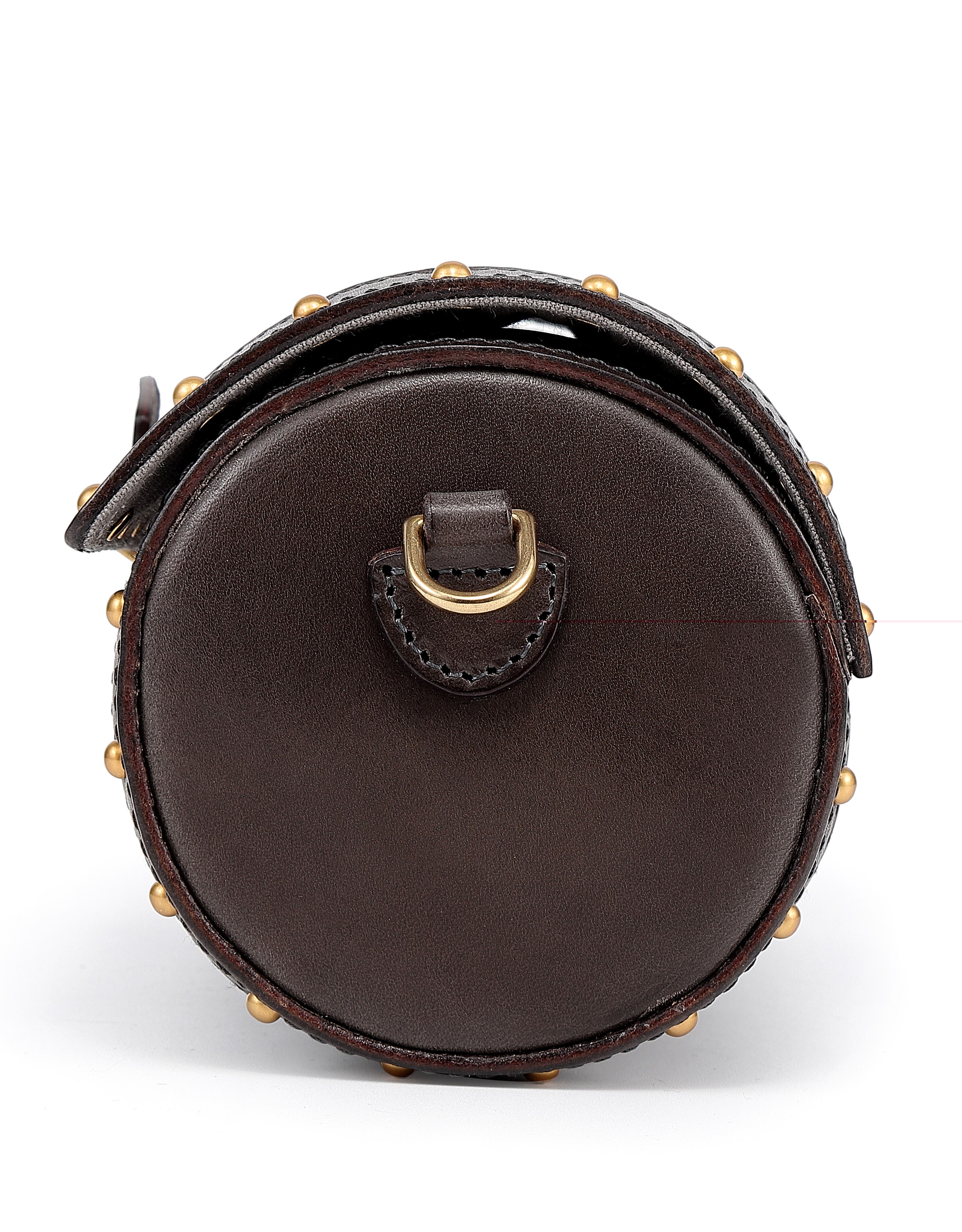 Oranda Genuine Leather Structured Barrel Bag, Alternate, color, Slate