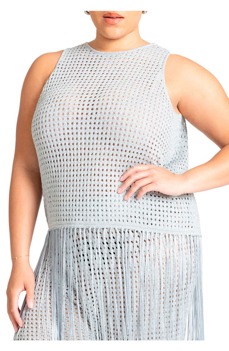 ELOQUII Crochet Fringe Sweater Tank, Main, color, 