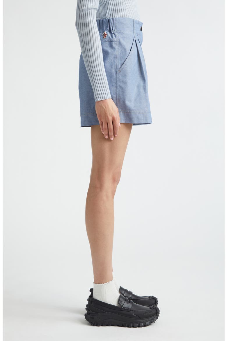 Pleated Cotton Chambray Shorts, Alternate, color, RAIN WASHED