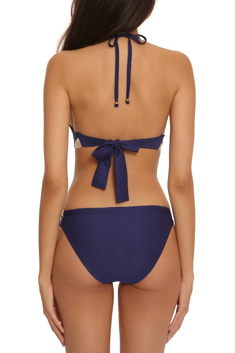 Sailing Wave Halter Bikini Top, Alternate, color, NAVY
